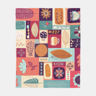 Autumnal Decorative Vintage Background Art Fleece Blanket