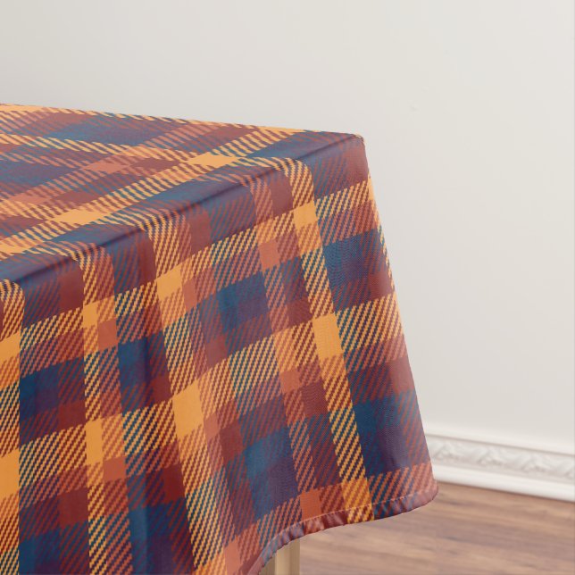Autumnal Fall Earth Tones Rustic Plaid Pattern Tablecloth (In Situ)