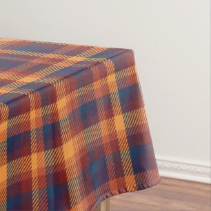 Autumnal Fall Earth Tones Tweed Plaid Pattern Tablecloth