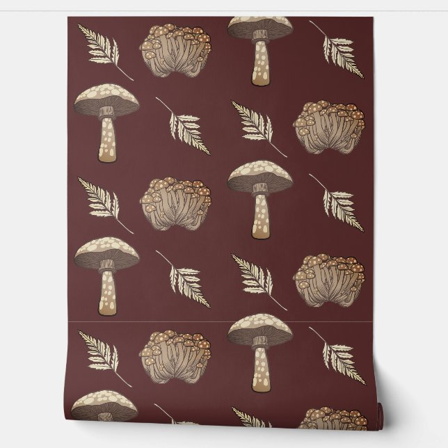 Autumnal Fall Mushrooms & Ferns Wallpaper (Unrolling)