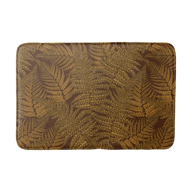 Autumnal fern on brown bath mat (Front)