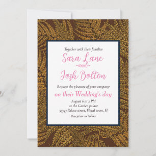 Autumnal fern on brown invitation