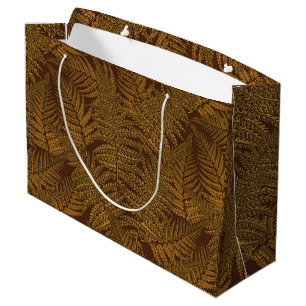 Autumnal fern on brown large gift bag