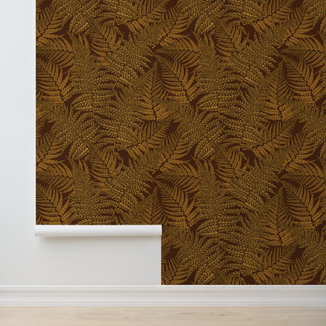 Autumnal fern on brown wallpaper (Application)