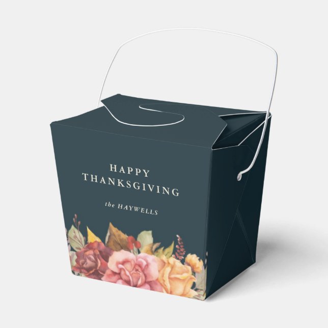 Autumnal Floral Border Thanksgiving Favor Box (Front Side)