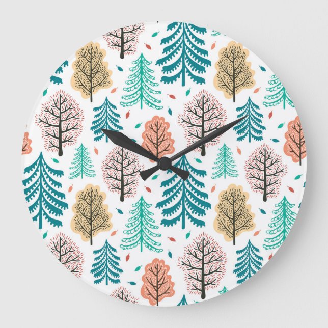 Autumnal Forest: Enchanted Seamless Scene. Large Clock (Front)