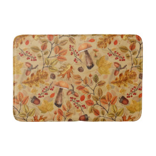 Autumnal forest on ochre bath mat
