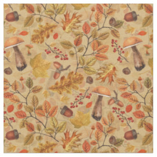Autumnal forest on ochre fabric