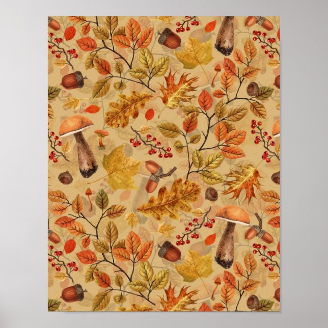Autumnal forest on ochre poster (Front)