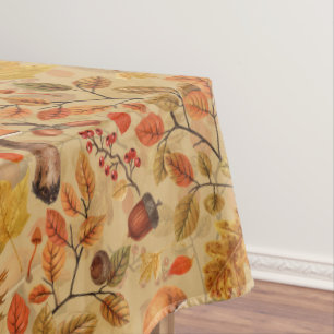 Autumnal forest on ochre tablecloth