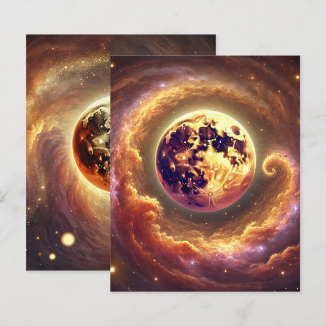 Autumnal Galaxy Harvest Moon Scrapbook Paper (Front/Back)