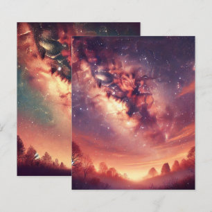 Autumnal Galaxy Milky Way Scrapbook Paper Sheets