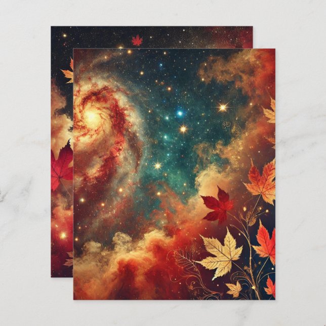 Autumnal Galaxy Nebula Shower Scrapbook Paper (Front/Back)