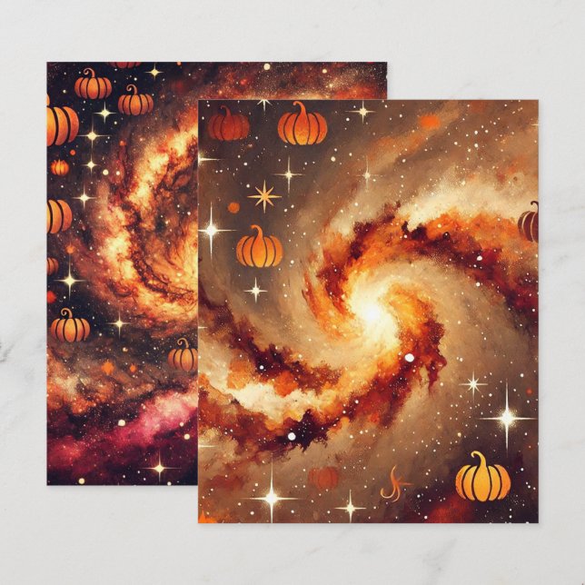 Autumnal Galaxy Pumpkin Spice Scrapbook Paper (Front/Back)