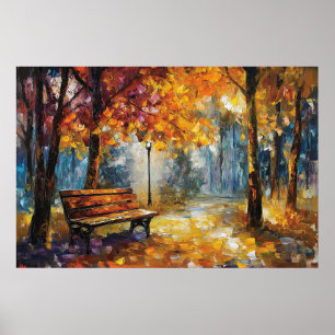 Autumnal Glow Textured Oil Painting Art Print