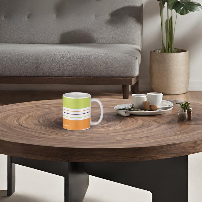 Autumnal Green and Orange Stripes Coffee Mug (Creator Uploaded)