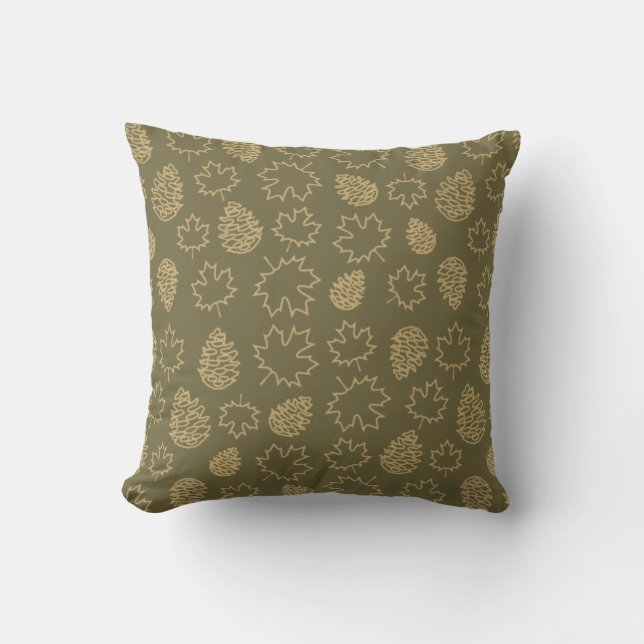Autumnal Leafs in Brown Tones - Nature Pattern Throw Pillow (Front)