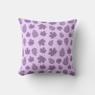 Autumnal Leafs in Purple Tones - Nature Pattern Throw Pillow