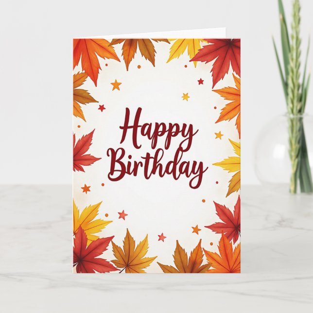 Autumnal Leaves Birthday Card (Front)