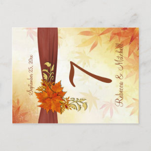 Autumnal leaves Table number Postcard