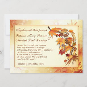 Autumnal leaves Wedding Invitation