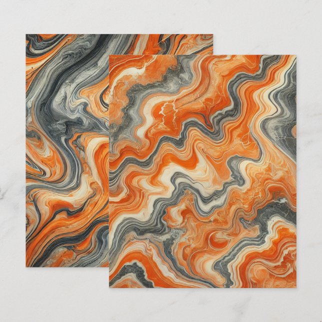Autumnal Marble Pumpkin Spice Scrapbook Paper (Front/Back)