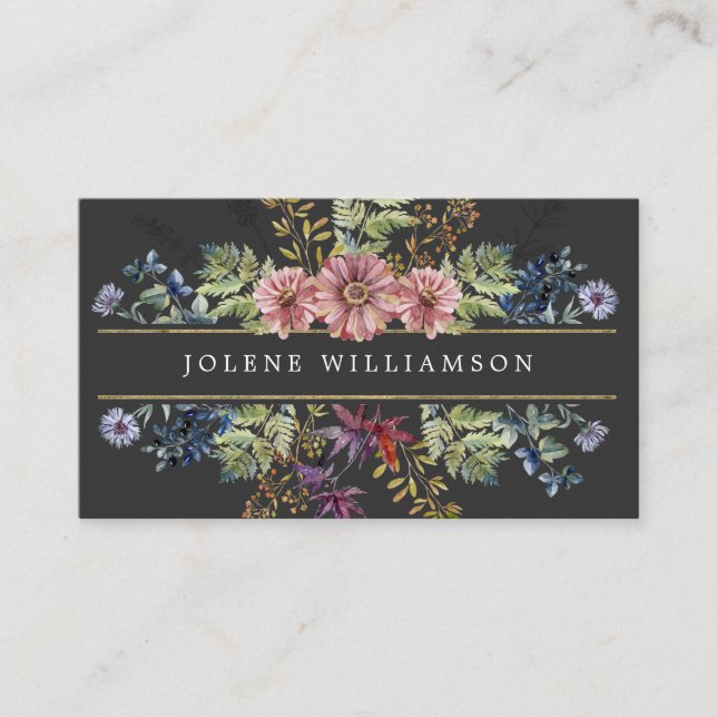 Autumnal Meadow Geometric Business Card (Front)