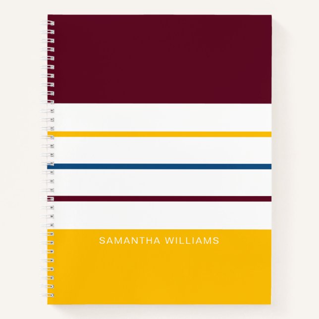Autumnal Mulberry Amber Stripes Notebook (Front)