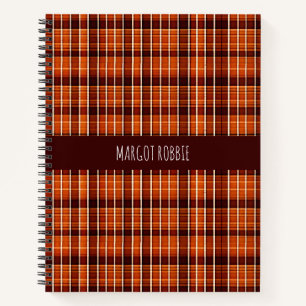 Autumnal Plaid Orange Brown Geometric Pattern Notebook