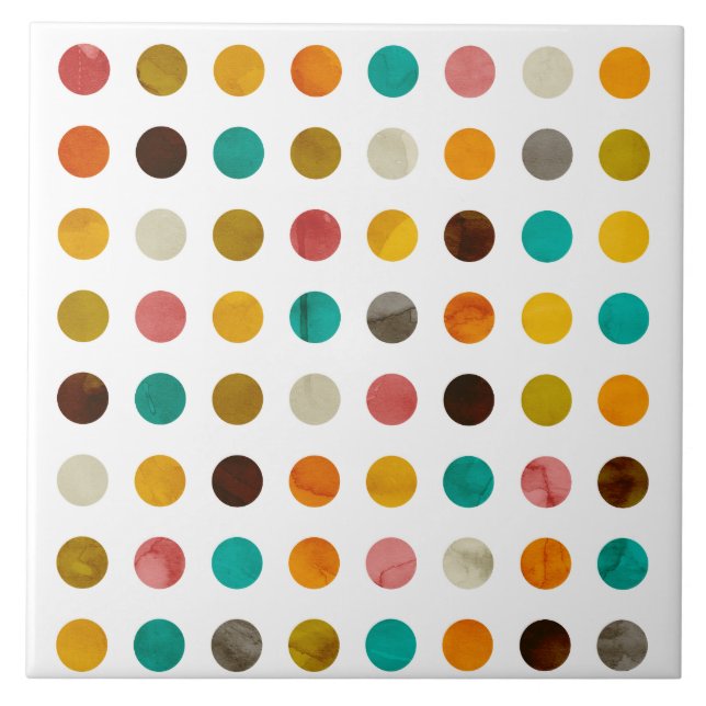 Autumnal Polka Dots Tile (Front)