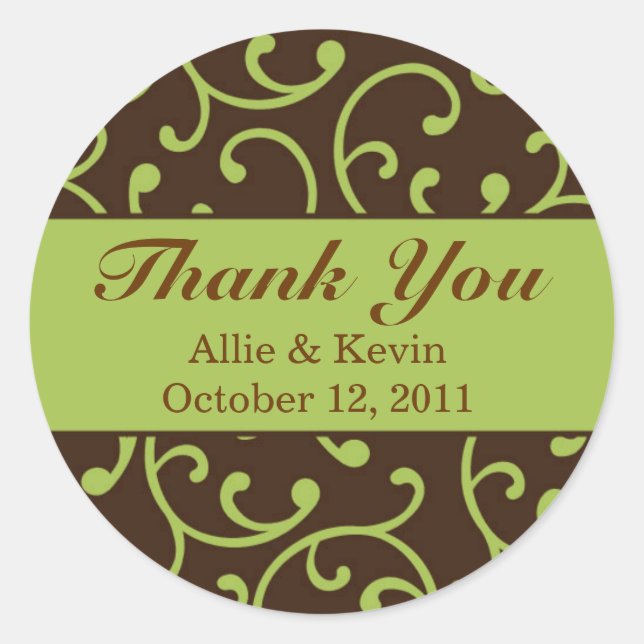 Autumnal Scrolls Customizable Wedding Stickers (Front)