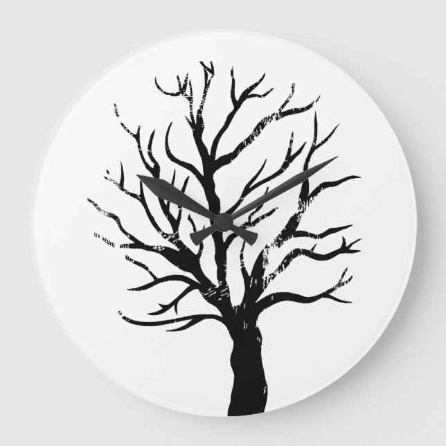 Autumnal Tree Lino Print Clock (Front)