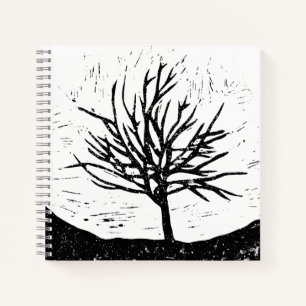 Autumnal Tree Lino Print Notebook