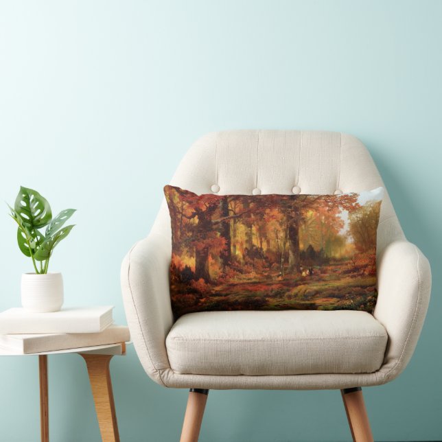 Autumnal Trees in Cresheim Glen (Philadelphia) Lumbar Pillow (Chair)