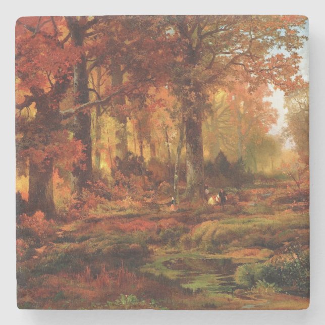 Autumnal Trees in Cresheim Glen (Philadelphia) Stone Coaster (Front)