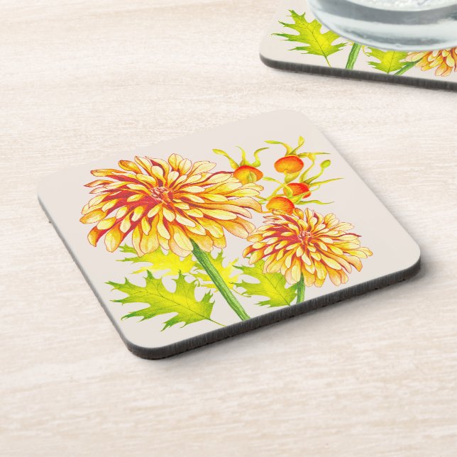 Autumn's Arrival on a Coaster Set (Left Side)