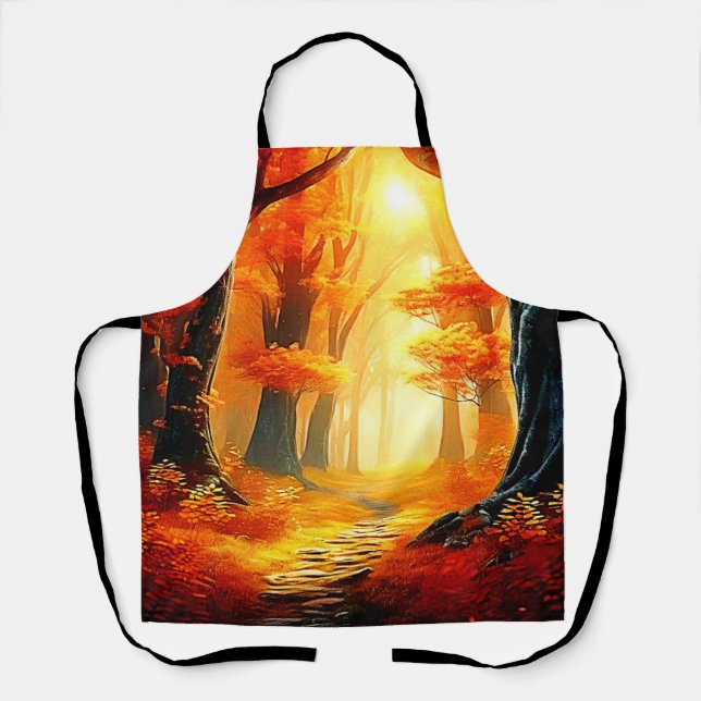 Autumn's Embrace: Fiery Forest Path Apron (Front)