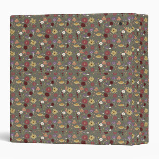 Autumn's Floral Embrace Green Background Binder