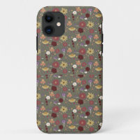 Autumn's Floral Embrace Green Background