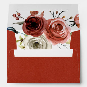 Autunm Mix Watercolor Floral Wedding Envelope