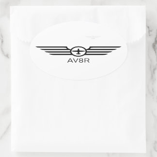 AV8R Wings Single Engine Plane Black Oval Sticker
