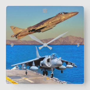AV-8B HARRIER II SQUARE WALL CLOCK