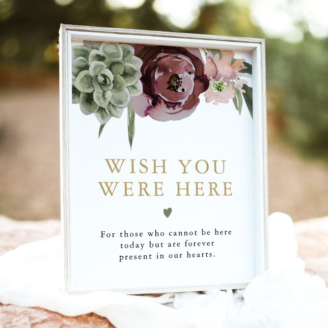 AVA Boho Burgundy Succulent In Loving Memory Poster (Creator Uploaded)