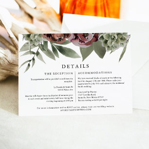 AVA Burgundy Floral Succulent Desert Details Card