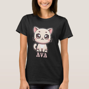 Ava Cute Kitty Cat Design for Girls Name Ava T-Shirt