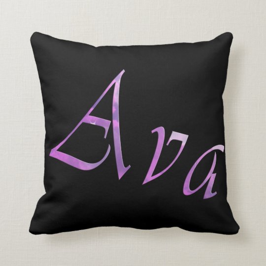 Ava, Girls Name, Logo, Black Throw Cushion. Throw Pillow