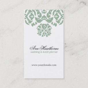 Ava Grey Damask Floral Chic Business Card Vertical