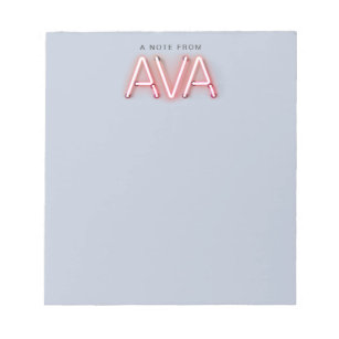 Ava name in glowing neon lights notepad