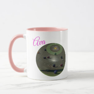 Ava, Name Logo With A Black Lawn Bowl, Mug