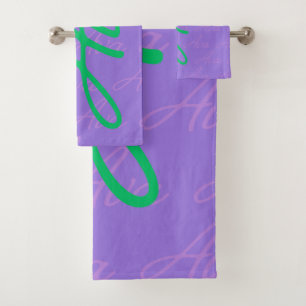 Ava Repeating Name Pattern Bath Towel Set
